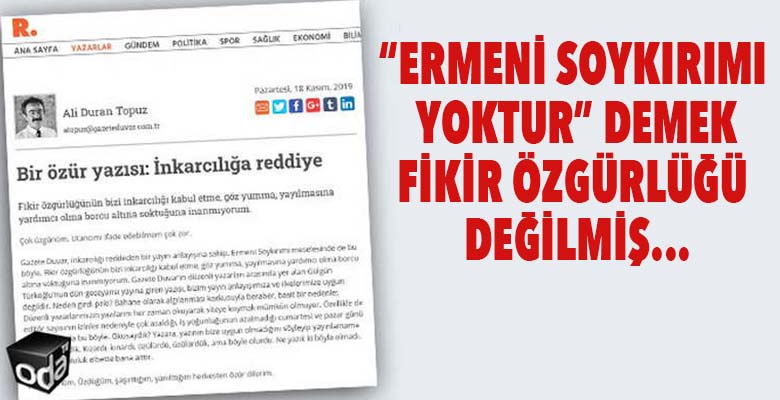 “Ermeni soykırımı yoktur” demek fikir özgürlüğü değilmiş