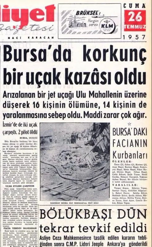 Bursa’dan Bir Kaza Haberinin Hatırlattığı: Haşalların Evine Uçak Düştü